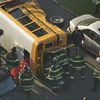 School Bus Overturns After Hitting Taxi In Queens